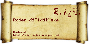 Roder Áldáska névjegykártya